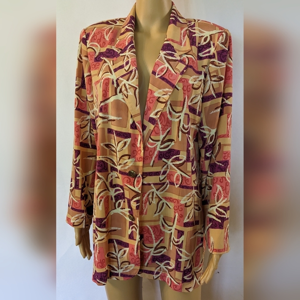 Pre-owned Maggie Sweet Colorful Abstract Blazer, Size Medium, TF